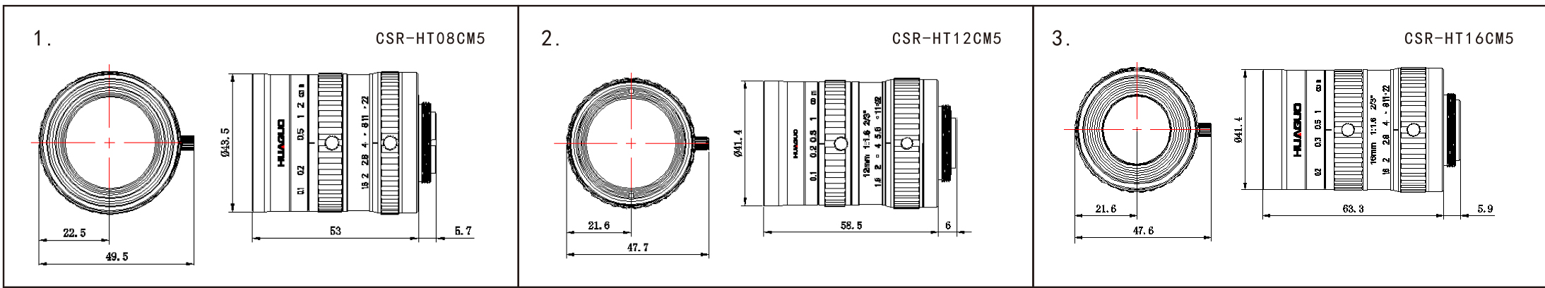 500萬(wàn)CCTV定焦鏡頭尺寸圖